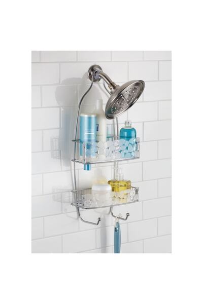 Bosphorus Bathroom Shower Shelf Hangable on Shower Hose with Suction Cup 25x11x53cm