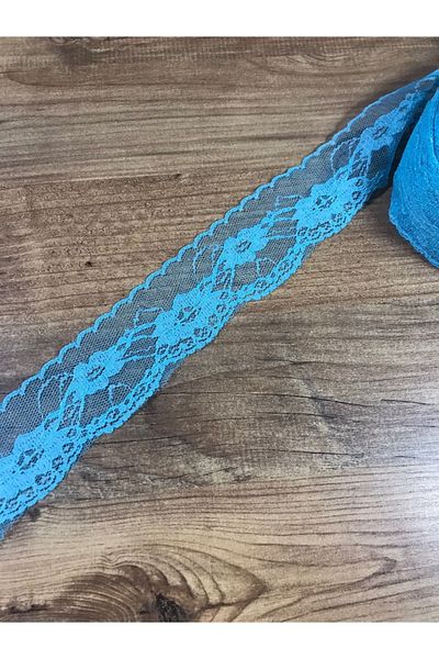 efem gipür Knitted Lace Tape 1 Mt Baby Blue Machine Work