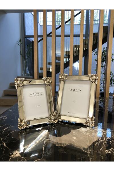 MALKOÇ HOME 2'li Modern Köşe Aynalı Çerçeve 13x18 15x20 Gümüş