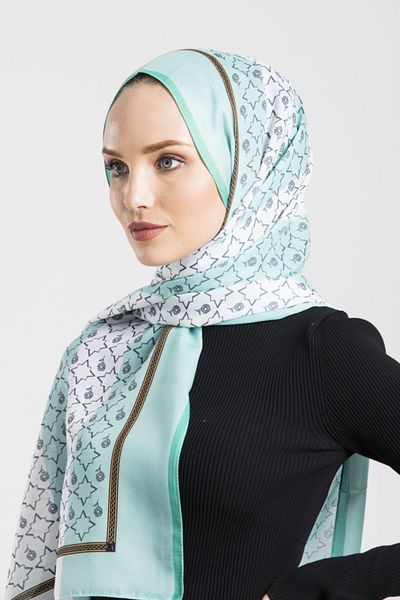 19V69 ITALIA Water Green White Shawl Pavia Series 90x200 Cm With Scarf Hanger And Gift Set