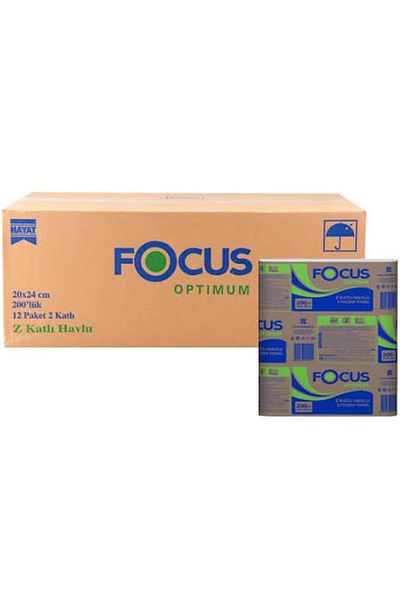 Focus Optimum Z Folded Towel 20 Cm X 24 Cm 200 Sheets 12 Pieces Box