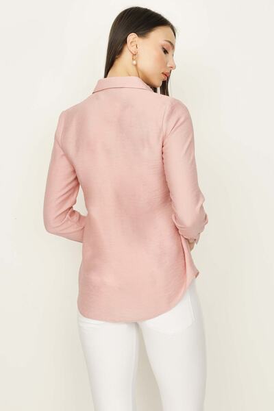 Select Moda Γυναικείο ροζ μπροστινό πουκάμισο με κουμπιά