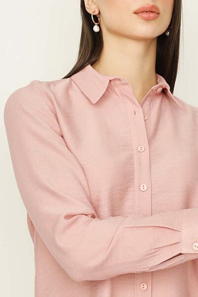 Select Moda Γυναικείο ροζ μπροστινό πουκάμισο με κουμπιά