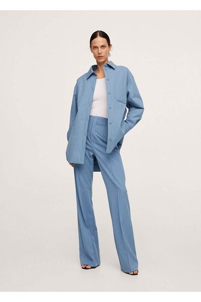 MANGO Woman Oversize Shirt Jacket with Pockets