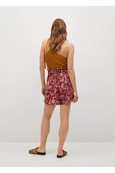 MANGO Woman Kadın Kırmızı Desenli Dökümlü Şort