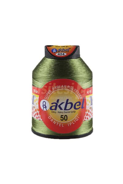 Akbel İplik خيوط الدانتيل والتطريز والبانش - رقم 50 - 100 جرام - 424 أخضر