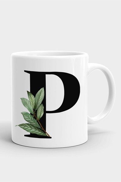 Fotografyabaskı Porcelain White Mug with P Letter