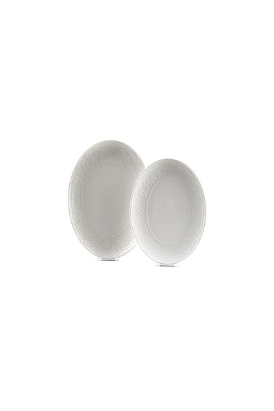 Lucky Art Luckyart Victoria Round New Bone Set of 2 Oval Plates