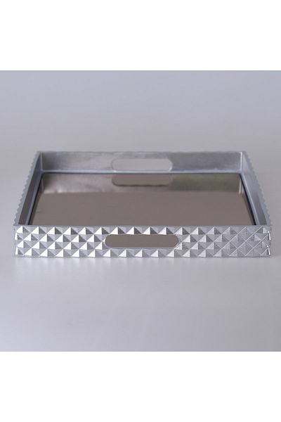 Selim Pyramid Square Tray Silver 38x38