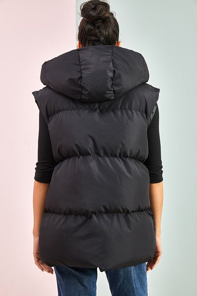 Bianco Lucci Dámská Oversize Puffer Vesta s kapucí a kapsami