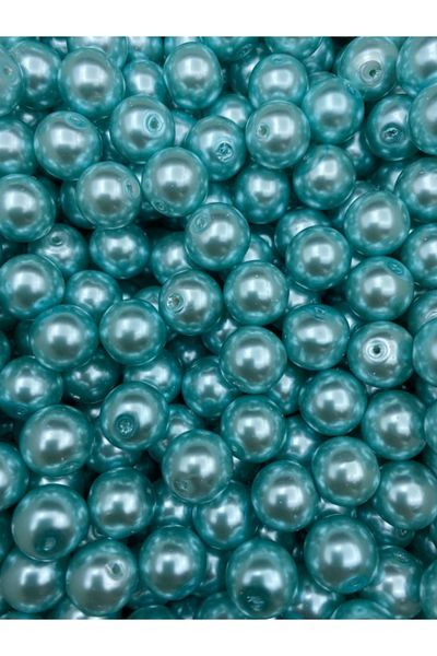 Hedef Bijuteri 14mm Blue Color Glass Pearl Beads, Jewelry Accessory Making Beads (100gr,-30 Pieces)