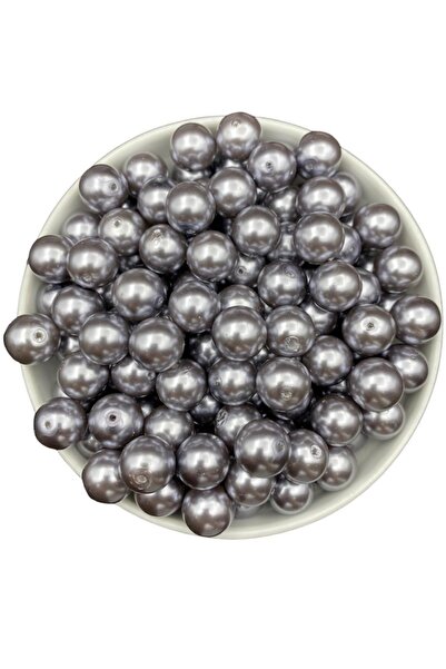 Hedef Bijuteri حبات اللؤلؤ الزجاجي باللون الرمادي 14 مم، خرز لصنع إكسسوارات ا...