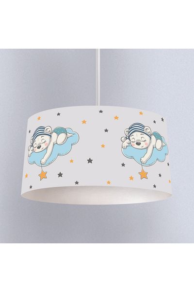 instababyrooms Sleeping Bear on the Moon Patterned Children's Room Digital Printed Pendant Lamp Chandelier
