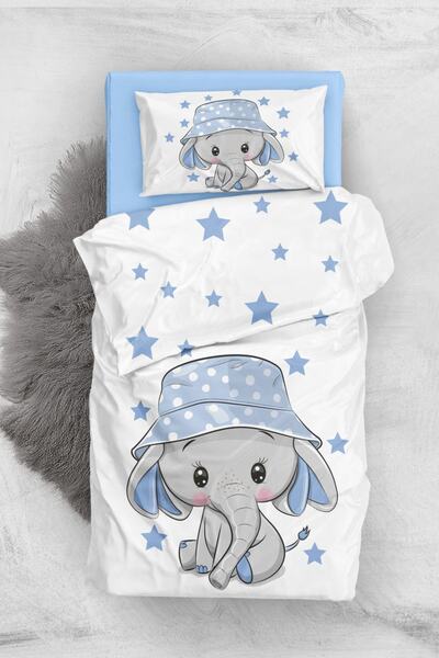 MonoHome Star Elephant 3d Pamuk Saten Bebek Nevresim Takımı
