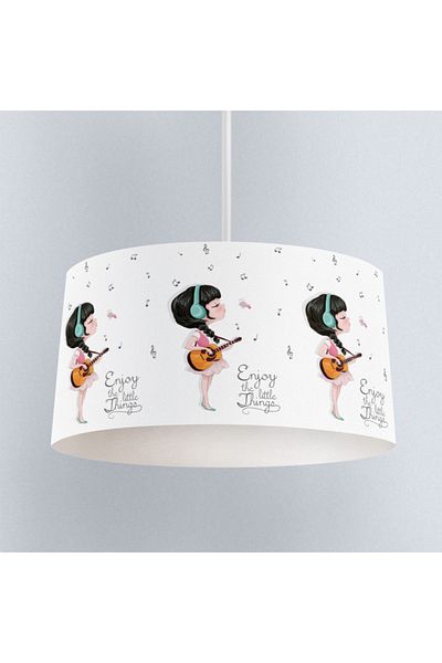 instababyrooms Girl Playing Guitar Patterned Children's Room Digital Printed Pendant Lamp Chandelier
