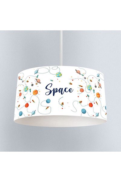 instababyrooms Space Planet And Rocket Patterned Children's Room Digital Printed Pendant Lamp Chandelier