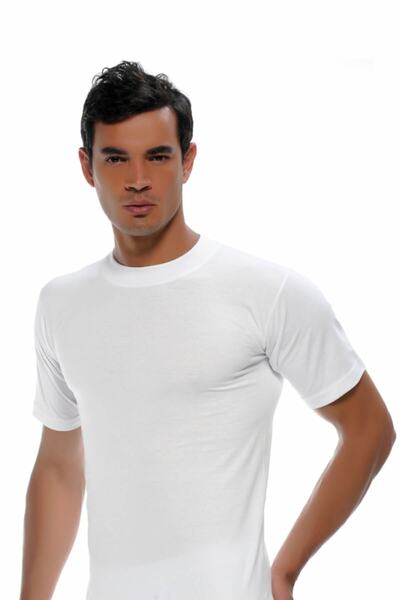 GÜMÜŞ Erkek Beyaz 4lü Sıfır Yaka Fanila 3005