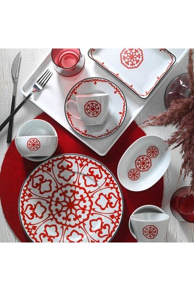 Kütahya Porselen Porcelain Lb32kh420596617 Leonberg 32 Piece Round Breakfast Set for 6 People