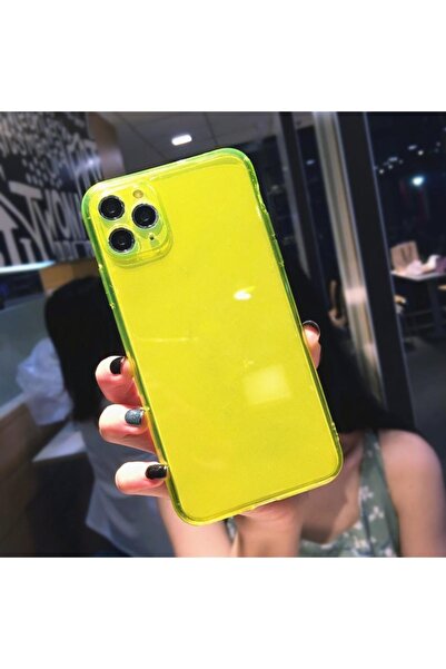 Miscase Iphone 11 Pro Max Uyumlu Renkli Şeffaf Silikon 2.0mm Kamera Korumalı Telefon Kılıf