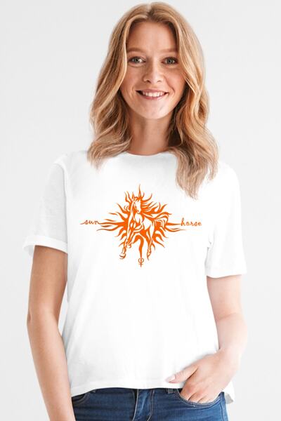 ROCKANDROLL Tricou damă cu mânecă scurtă alb Sun Horse