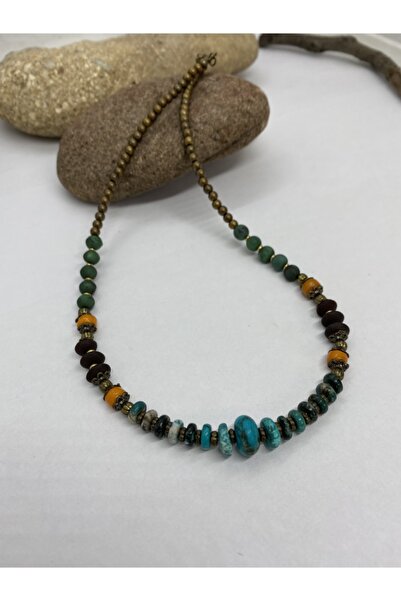 Porsuk Alternatif قلادة من الحجر الطبيعي الهبي الأصيل مصنوعة يدويًا