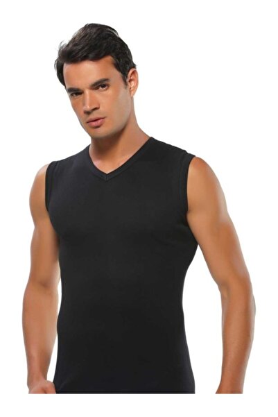 GÜMÜŞ Αμάνικο εσώρουχο 3 τεμαχίων σε μαύρο χρώμα V λαιμόκοψη