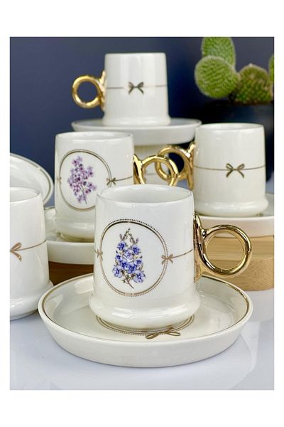 ACAR Luxury Porcelain Wild Rose 6-Piece Cup Set