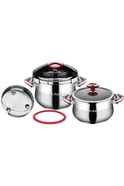OMS 5-7 Lt Matic Pressure Cooker Red Handle