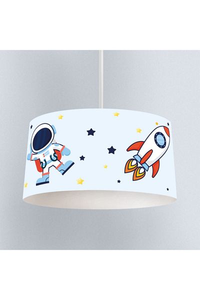 instababyrooms Space Rocket And Planet Patterned Children's Room Digital Printed Pendant Lamp Chandelier