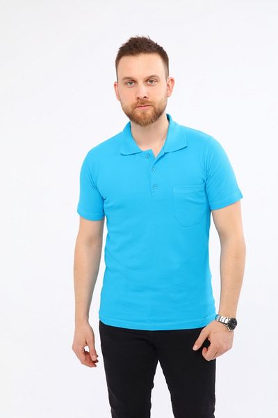 Çamdalı İş Elbiseleri Turquoise Sleeved Polo T-Shirts - Pocket / Knitter