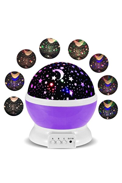 Calido Elektronik Dönen Yıldız Yansıtmalı Küre Tip Çocuk Odası Renkli Gece La...