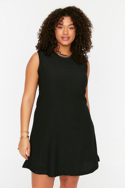 Trendyol Curve Black A-line Knitted Dress TBBSS22EL2370