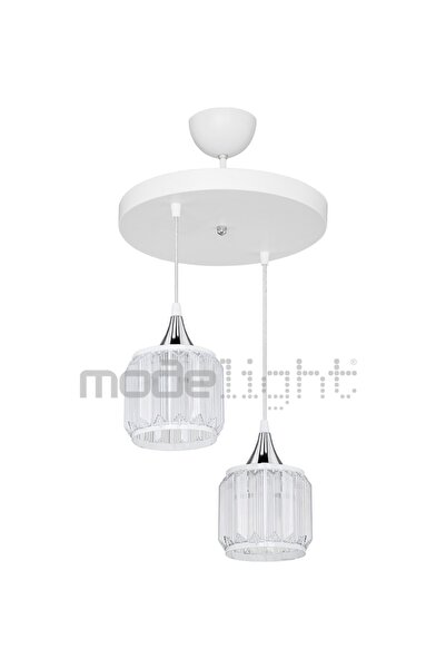 Modelight Haliç 2li Çember Sarkıt Beyaz / Krom
