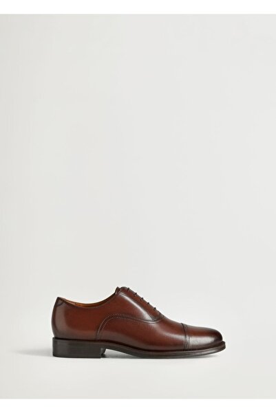 MANGO Man Mittelbraune Oxford-Schuhe aus genähtem Leder für Herren