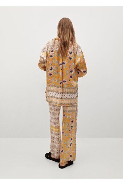 MANGO Woman Kadın Koyu Sarı Karma Desenli Pantolon