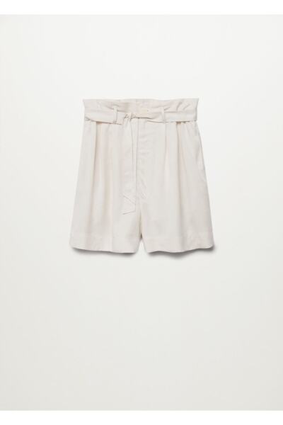 MANGO Woman Kadın Ekru Liyosel Şort