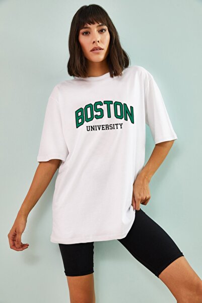 FUWEAR Λευκό μπλουζάκι Unisex με σχέδιο από το Boston University