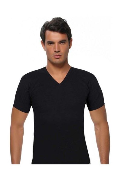 GÜMÜŞ 6 Pieces Silver Men's Short Sleeve V-Neck Undershirt 4051