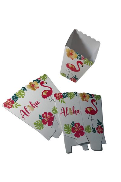 süslü horanta Flamingo Themed 8 Pack Birthday Popcorn Box - Corn Box Party Celebration