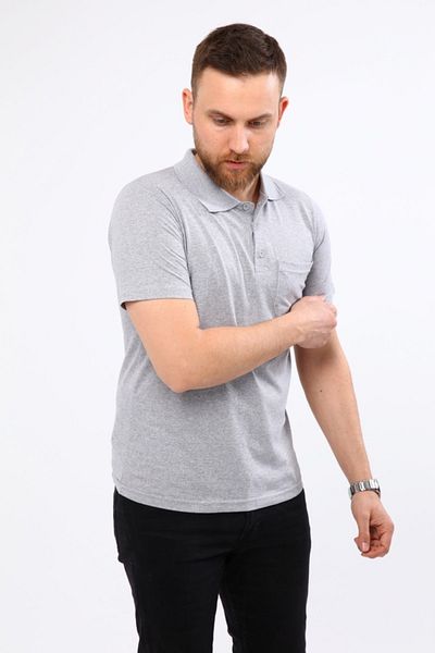Çamdalı İş Elbiseleri Polo Neck Gray Short Sleeve Single Jersey Business T-Shirt - Polo Neck T-Shirt