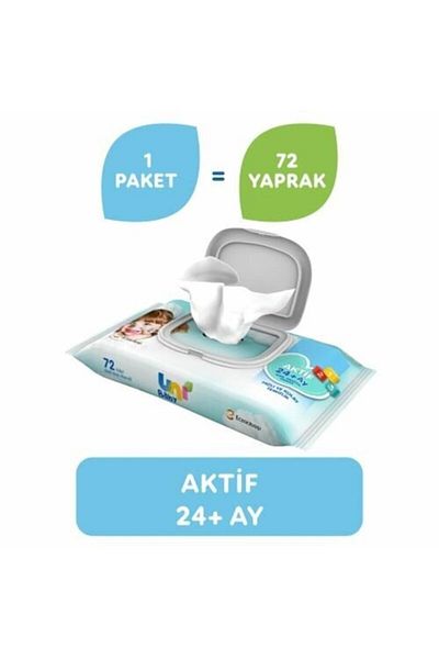 Uni Baby Active 24 Months + Wet Wipes 72 Liters
