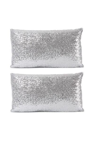 ByUtku 2'li Pullu Payetli Dikdörtgen Dekoratif Yastık Kılıfı