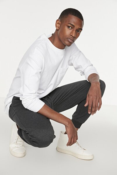 Trendyol Collection Tepláky Antracitové gumové nohy Jogger – pravidelný střih Tmnss20Ea0053