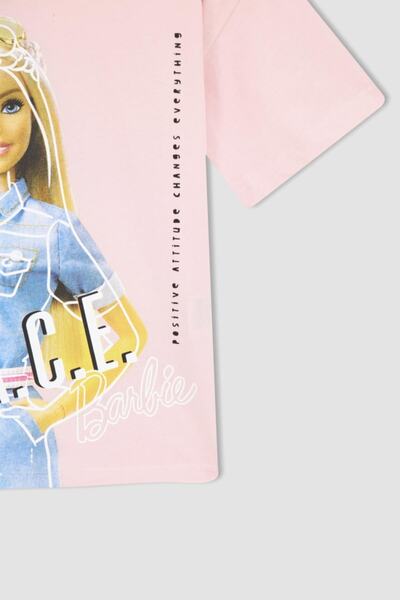 DeFacto Κοντομάνικο μπλουζάκι με κανονική εφαρμογή για κορίτσια με άδεια Barbie