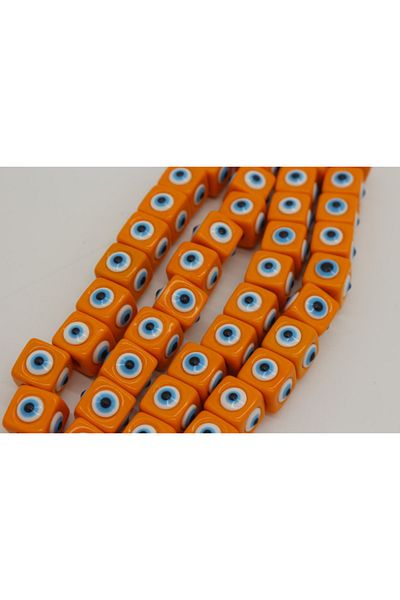 Hobimos Cube Plastic Evil Eye Bead 16x16mm Orange Evil Eye Bead 1 Strand 50 Pieces