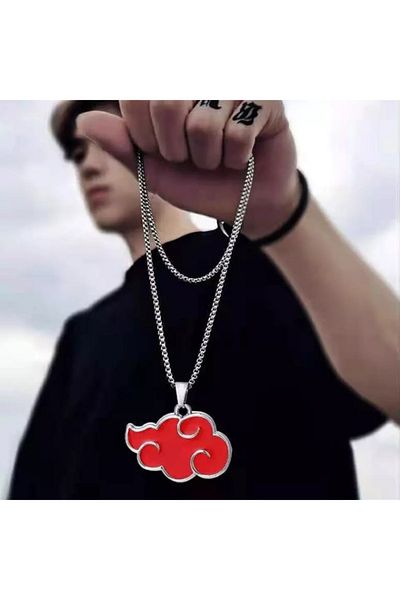 Köstebek Anime Naruto Akatsuki Red Cloud Chain Necklace