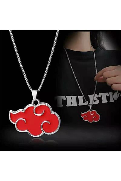 Köstebek Anime Naruto Akatsuki Red Cloud Chain Necklace