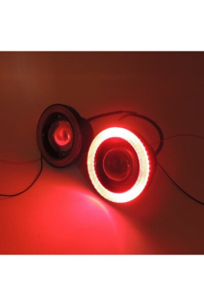TEKNOCLUB Kırmızı Angel Led Sis Lamba Far Seti Yuvarlak 76 mm Mercekli