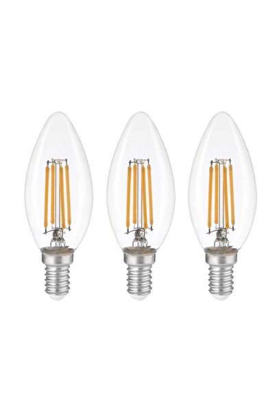 Heka 3'lü Rustik Led Ampul 8 Watt 3000k E14 Buji Led (gün Işığı) Erd-35x3