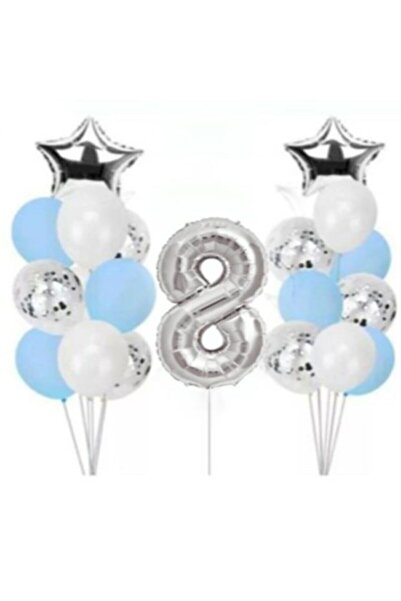 BEST PARTİ DOĞUM GÜNÜ PARTİ SÜSLERİ 8 Year Old Transparent Balloon with Confe...